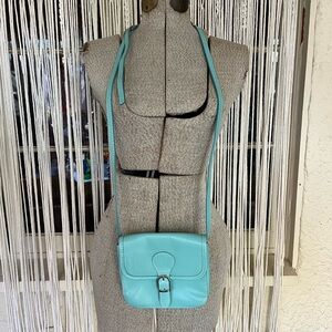 Vera Pelle Sky Blue Leather Crossbody Bag